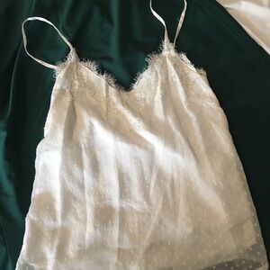White Lace Trim Sheer Camisole